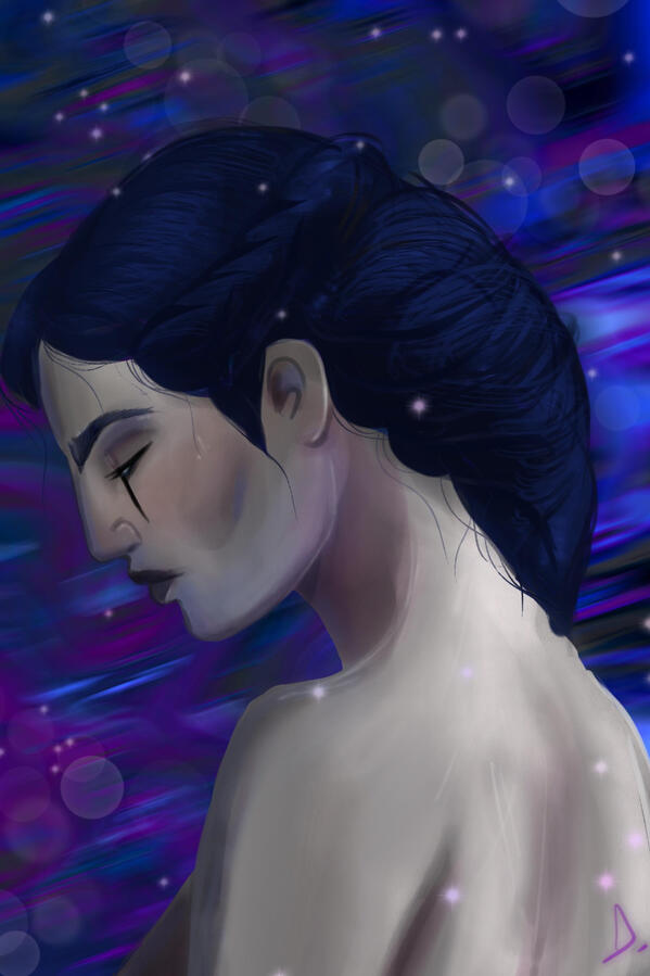 Untitled Colorful illustration from the Greek Mythology inspired romantasy, EREBOS, showing Ilaeira, the FMC.